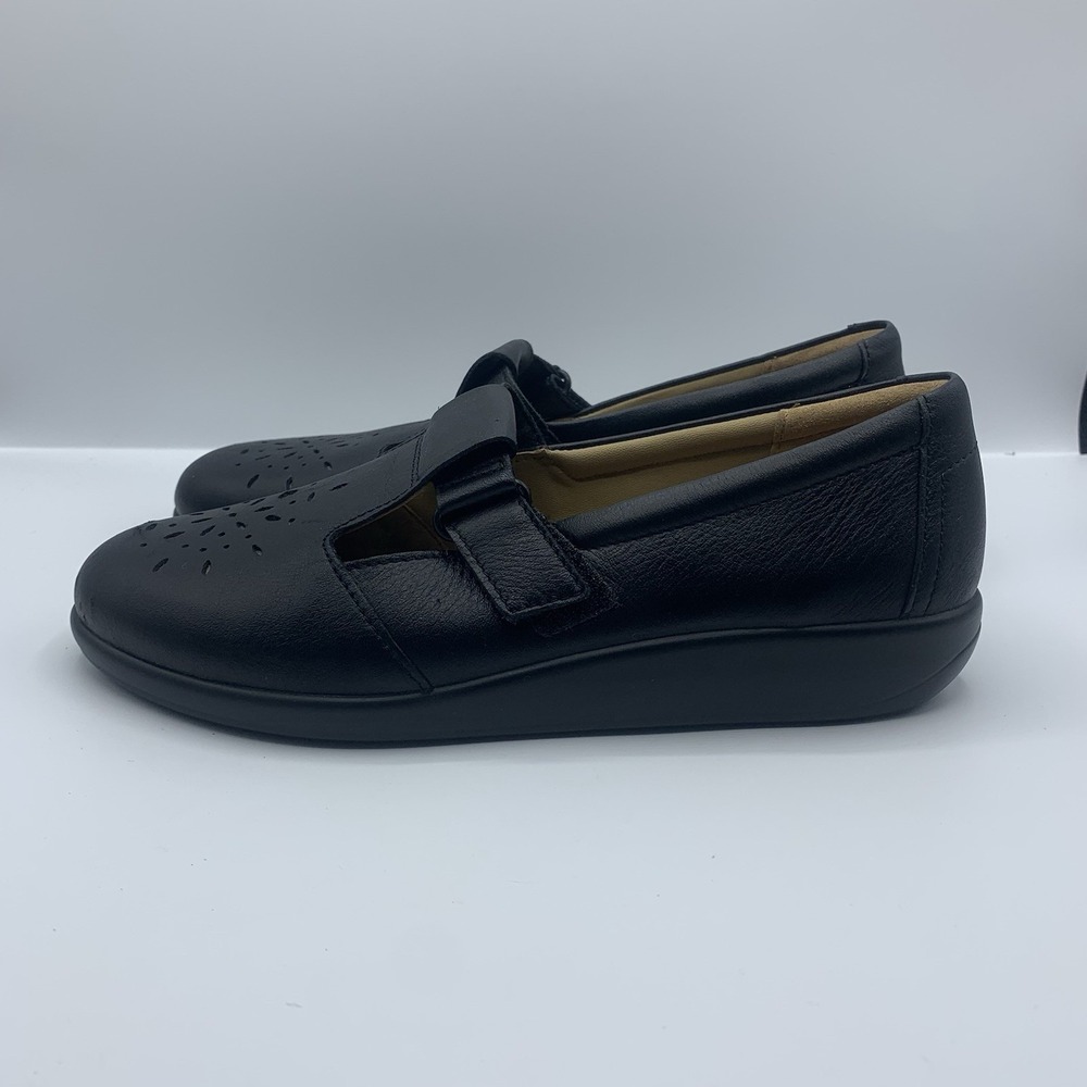 Hotter Sunset Black Leather Comfort Shoes, Womens US 6.5